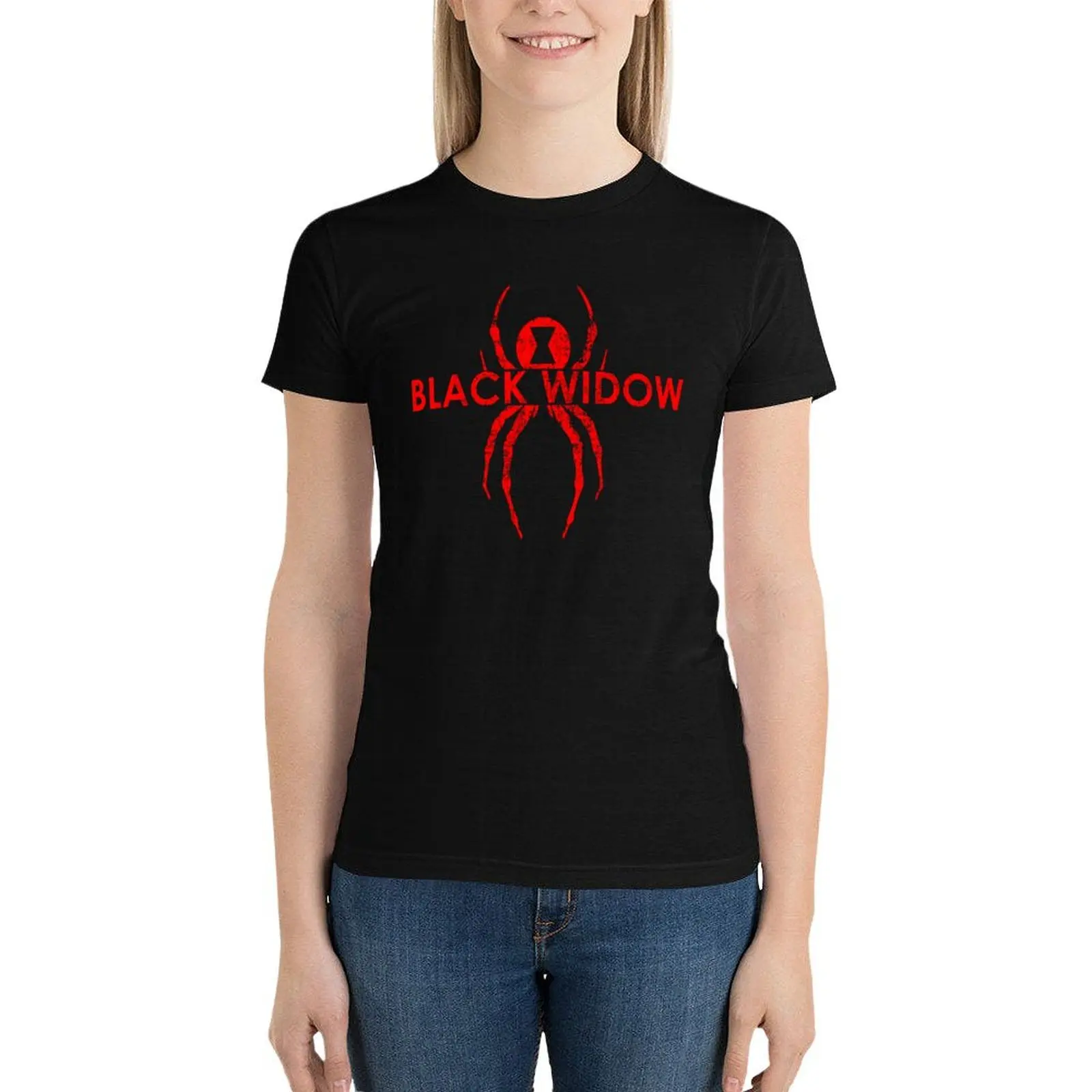 Black Widow Spider T-Shirt plus size tops Aesthetic clothing white t-shirt dress for Women sexy