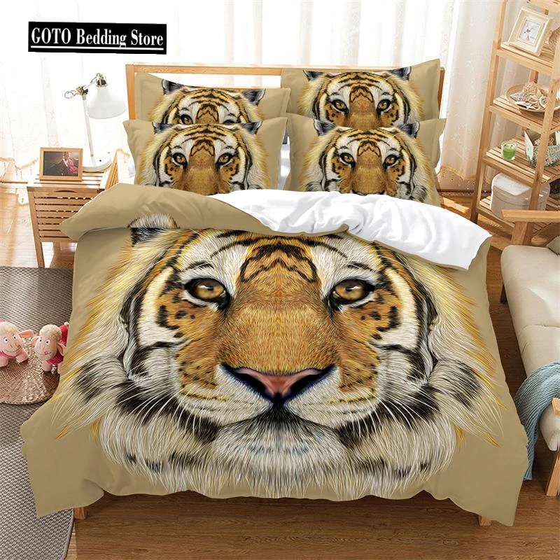 

3d Printed Tiger, Lion,elephant,deer Duvet Cover Sets Home Textile Bed Linens Bed Cover Set 264x239 Super CalifKing Dropshipping