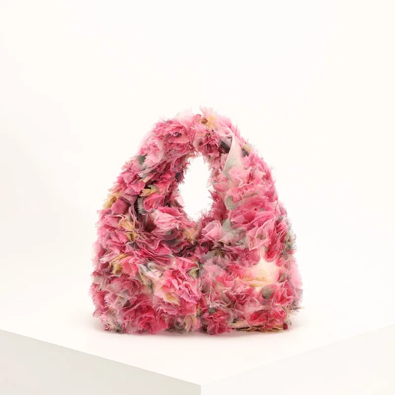 Summer Bohemian Style Floral Pattern Handbag Handheld Large Capacity Pleated Shopping Bag Daily Use Clutch Purses Bolsa Feminina