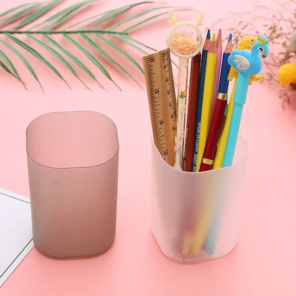 New PP Pen Container Transparent Multifunctional Desktop Storage Box Frosted Stationery Supplies Pen Box