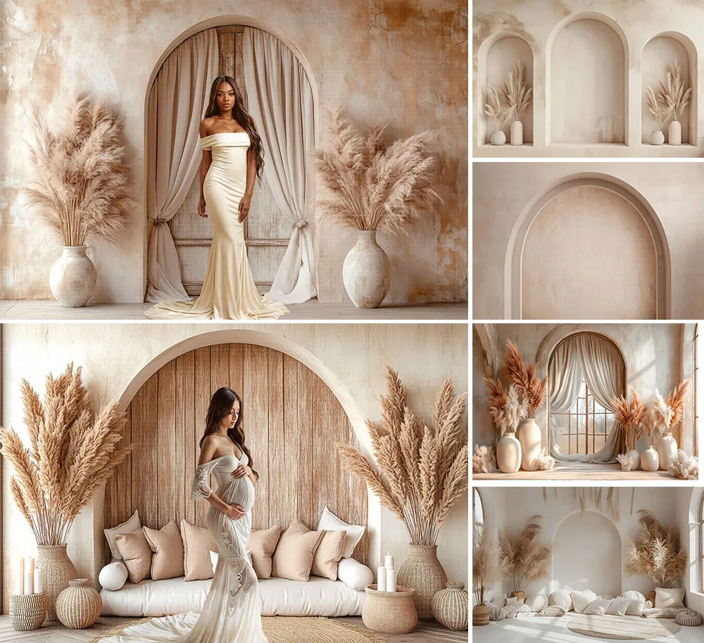 

Арка с текстурой, настенный фон для фотосъемки, пампасная трава для взрослых, день рождения, беременность, свадьба, портретный декор, фон для фотостудии