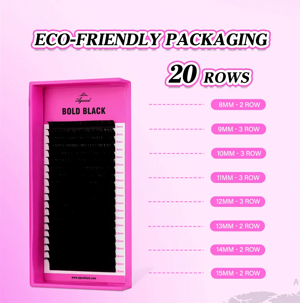 AGUUD Verbesserte 20-Reihen Ultra Matte Bold Black Wimpernverlängerungen Einzeln 0.03 0.05 0.07 0.10 Premium Weiche Volumen-Wimpern Nerz – Detail 18