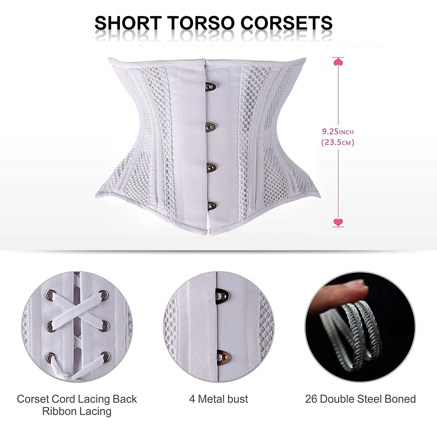 Short Torso Corset Hourglass Waist Trainer Gothic Bustier Corset Steel Bone Belly Slimming Sheath Shapewear Women Modeling Strap