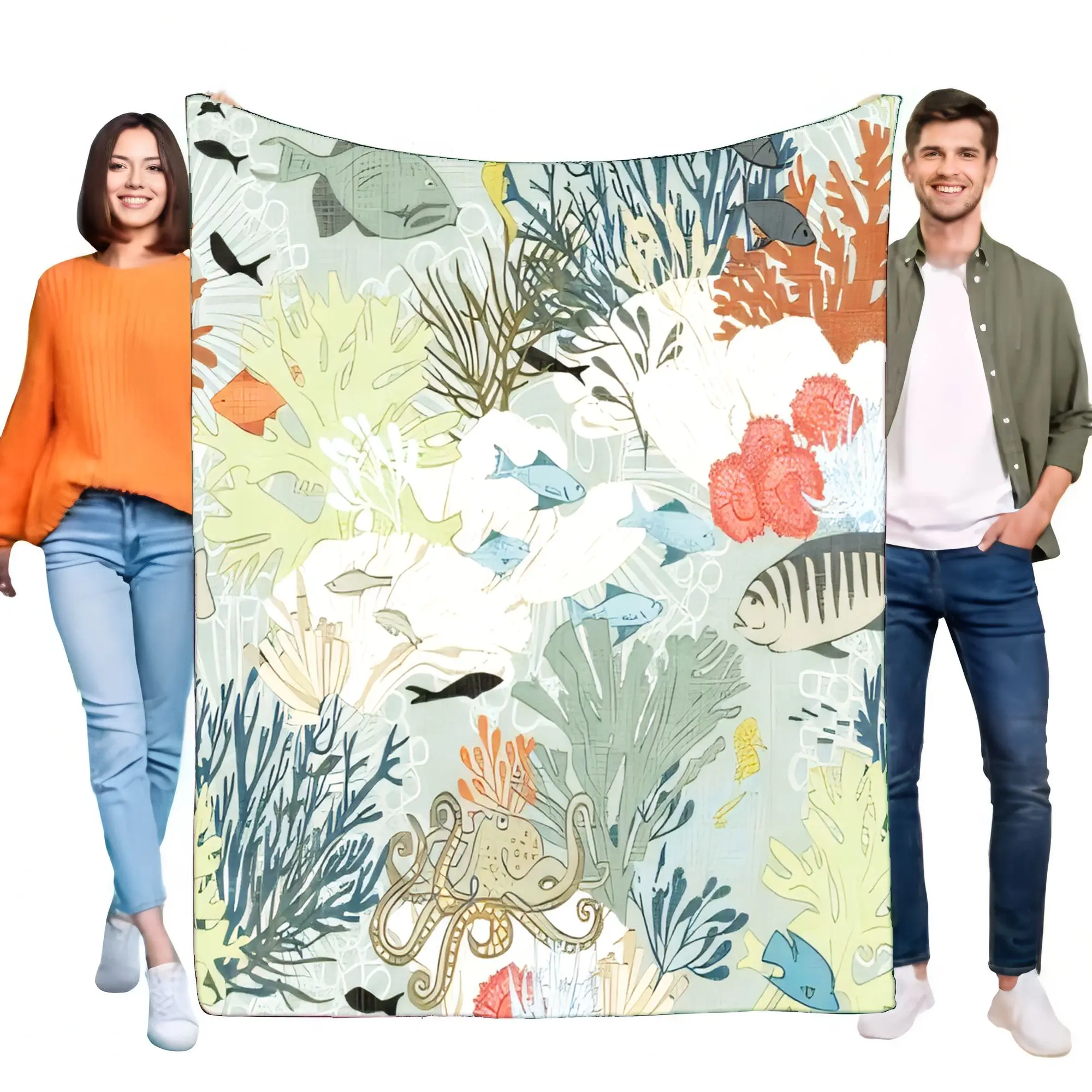 Von Ozean inspirierte Fleecedecke, gemütlicher weicher Überwurf für die Inneneinrichtung, leicht, perfekt für Couch oder Bett, ideales Geschenk für Naturliebhaber a