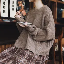 Japanese Mori Sweater Women Autumn and Winter Sweet Lovely Literary Vinatge Loose Knitted Top Casual Versatile Sweater Female