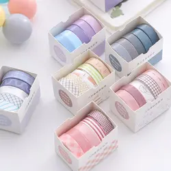 Cinta adhesiva decorativa para álbum de recortes, suministros de papelería escolar, 5 rollos por caja