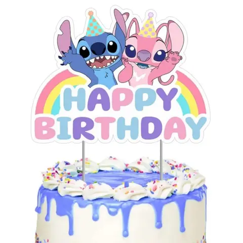 Disney Lilo and Stitch Birthday Party Decorations Stitch Angel Cake Toppers for Kids Girls Boys Party Cake Decoration Supplies
