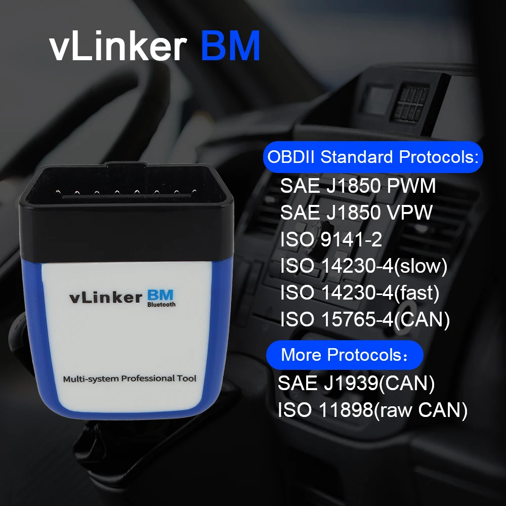 VLinker BM ELM327 V2.2 Car Diagnostic Tool OBD2 Scanner For BMW Bimmercode Bluetooth 3.0 Repairing Tools