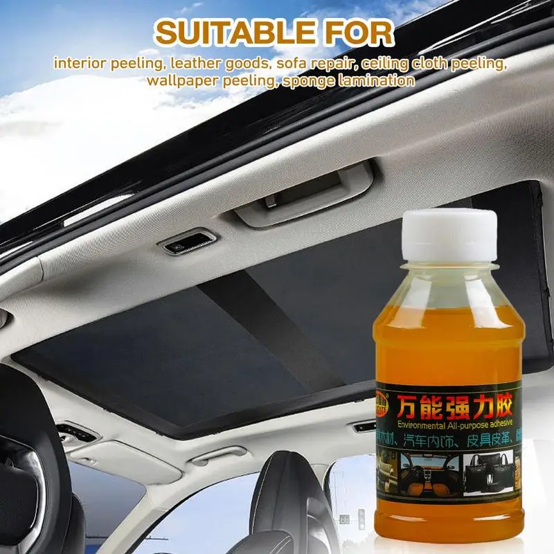 100ml Car Roof Cloth Glue With 2 Brushes High Transparency Fast Dry Leather Repair Adhesive Universal For Fabric Leather Repair