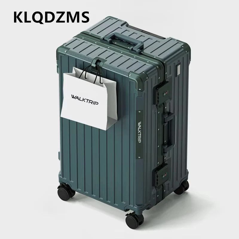 

KLQDZMS Women's Suitcase 20"24"26"28"30"32" Inch Large Capacity Aluminum Frame Trolley Case PC Boarding Box Men's Luggage