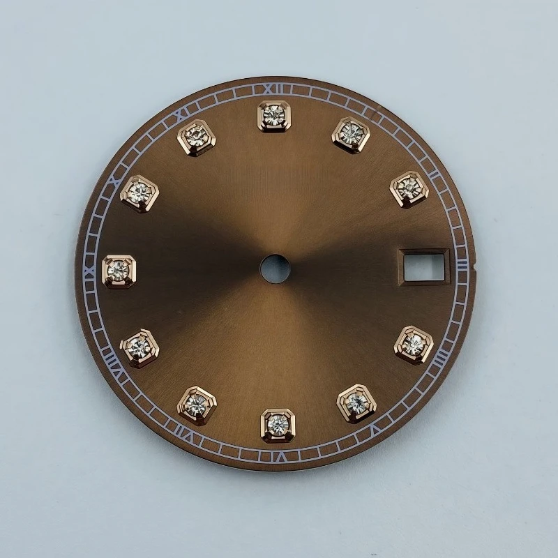 ملحقات تعديل الساعة 28.5 ملم قرص سجل نمط الشمس حرفيًا، وجه ماسي، مناسبة لحركة NH35/36