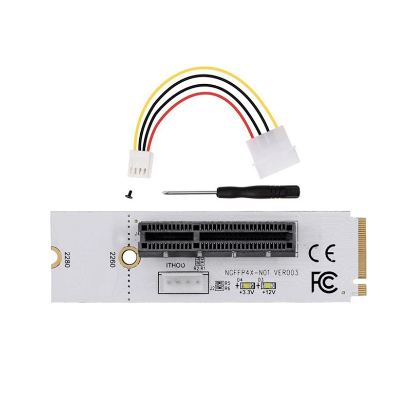 M.2 Key M to PCI-e 1X 4X Adapter Card to NGFF 4X Signal M.2 NVMe with Light Adapter Card with 4 Pin Power