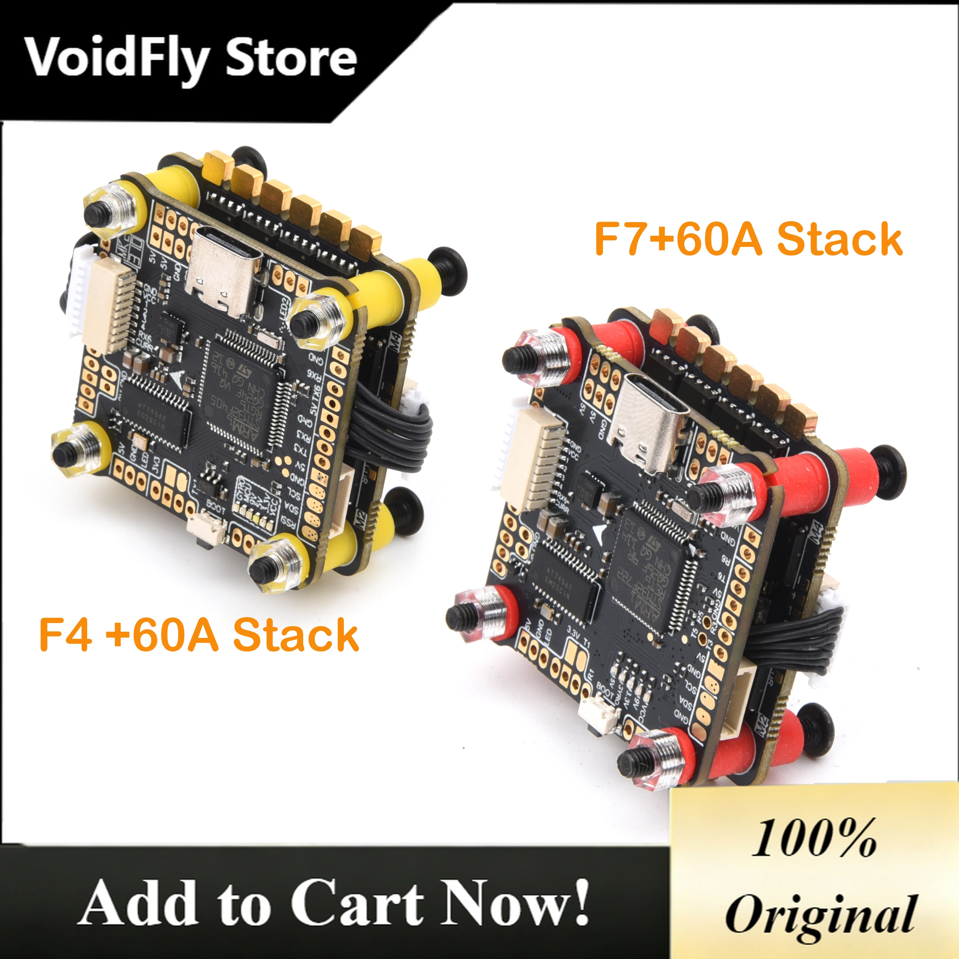 VoidFly F4 F405 V2 F7 F722 Betaflight Flight Controller 60A 3-6S 4in1 BLheli_S DSHOT ESC Stack for Mark4 APEX 7 8 9 10 inch fram
