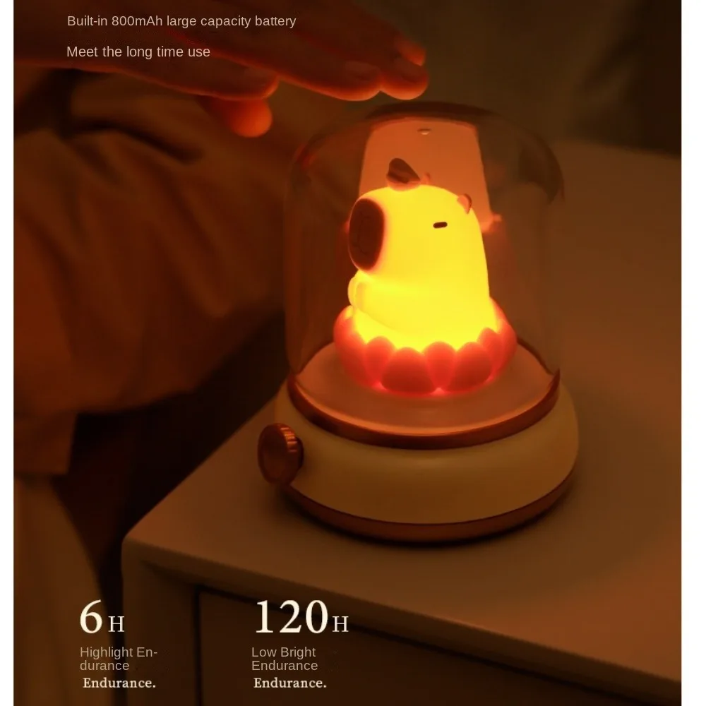 USB Rechargeable Capybara Night Light Eye Protection Capybara Shape Guinea Pig Night Light Timing Dimming Soft Light