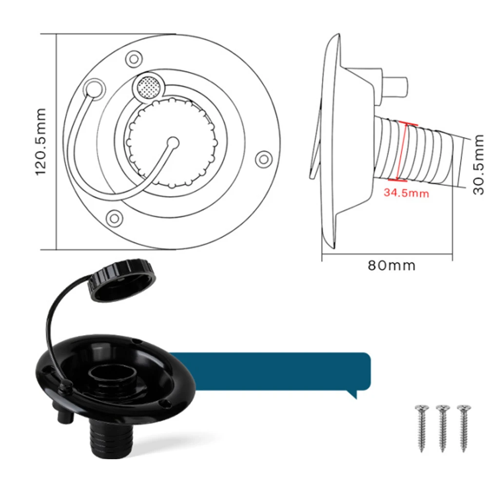 for rv Compatible Water Inlet with Gravity Based Filling Mechanism and Vent Hole for Balanced Pressure During Refill Operations