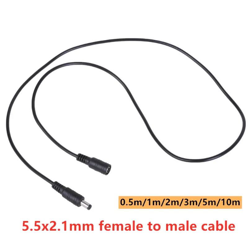 1pcs 0.5m/1m/2m/3m/5m/10m DC Power Plug 5.5mmx 2.1mm Male To Female Extension Cable Power Cord for CCTV Security Camera routers