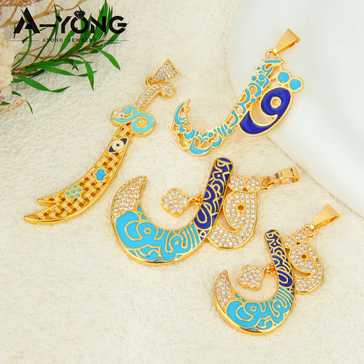 Arabische Muslimische Islamische Glücksbringer-Halskette Anhänger 21k Vergoldet Dubai Vintage Geometrischer Anhänger Bollywood Modeschmuck – Detail 3
