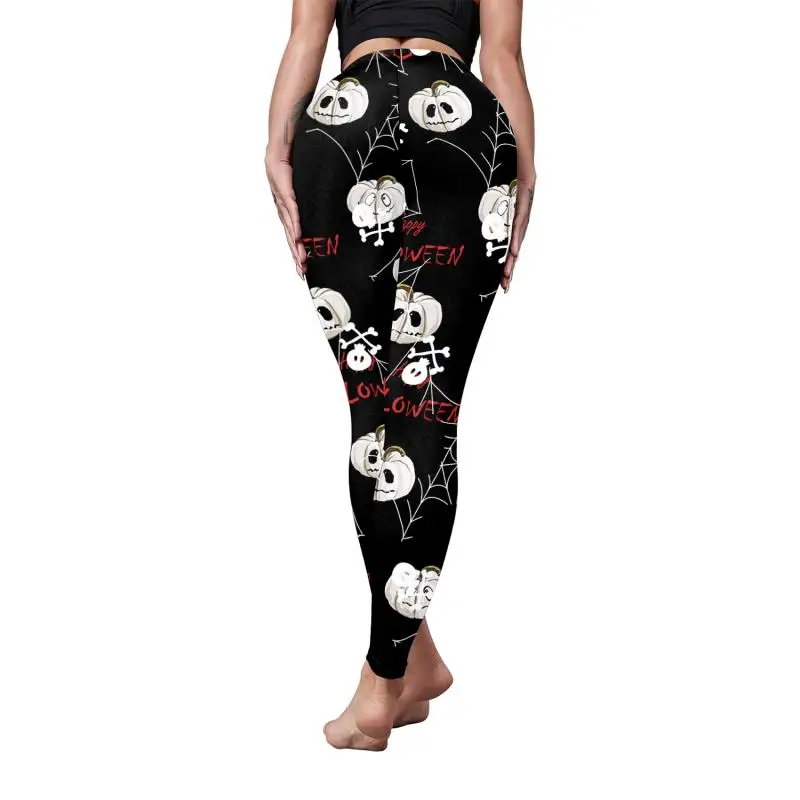 Nadanbao Leggings mit Spinnennetz-Skelett-Print, Halloween-Party, Damenhose, Sommerhose mit mittlerer Taille, weibliche Fitness-Sportstrumpfhose – Detail 15
