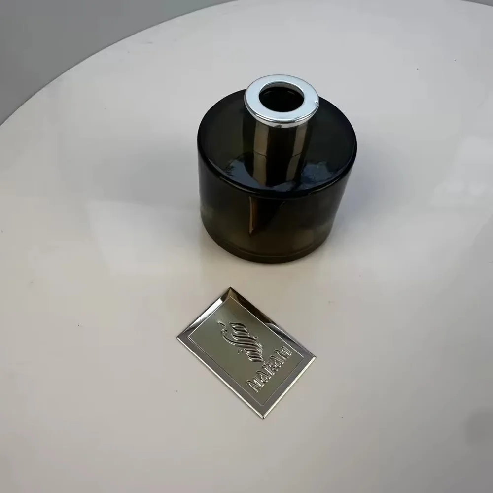 Custom Metal Logo Plate Sticker | Embossed Perfume Bottle Label | Luxury Brand Name Tag Design