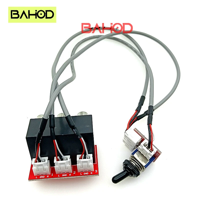 BAHOD Two Ways Dual Channel Stereo RCA 1 In 2 Out Or 1 Out 2 In AV Audio Signal Source Select Switching Board + Cable