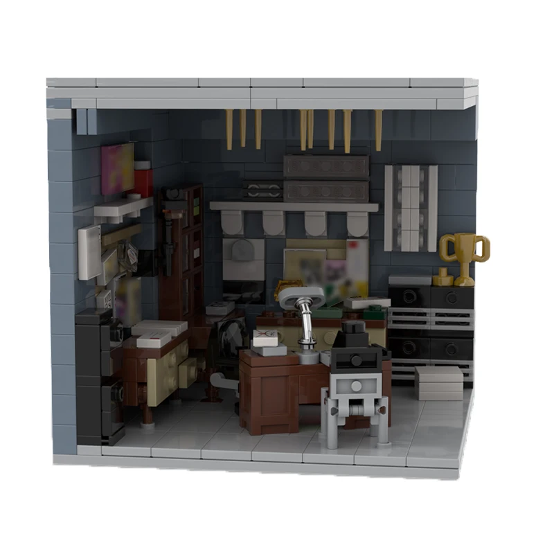 Model Pemandangan Jalan Kota Batu Bata Bangunan MOC Layanan Rahasia Hadiah Teknologi Modular Kantor Liburan Merakit Setelan Mainan Anak-anak