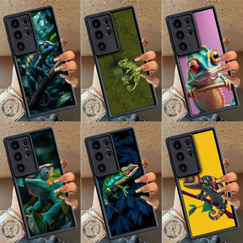 Animal Chameleon Shockproof Phone Case For Samsung Galaxy S23 S24 S25 S26 Ultra S21 FE S20 Plus 5G Silicone Cover