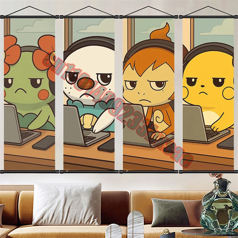 

Japanese Classic Cartoon Anime Pokemon HD High Quality Art Scroll Painting Suitable for Bedroom Living Room Wall Decoration Gift