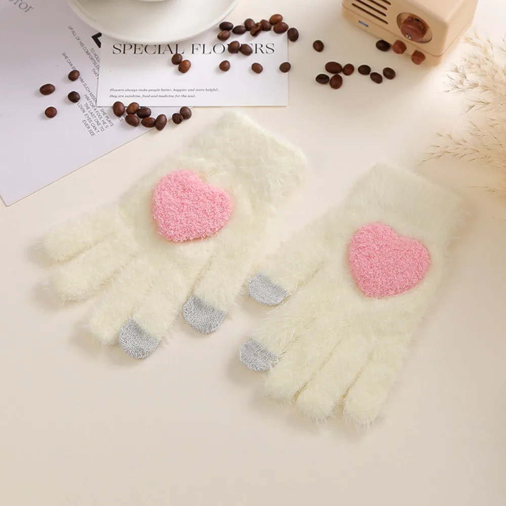 Comfortable Finger Touch Gloves Love Soft Touch Screen Gloves Prevent Cold Warm Gloves Cold Weather