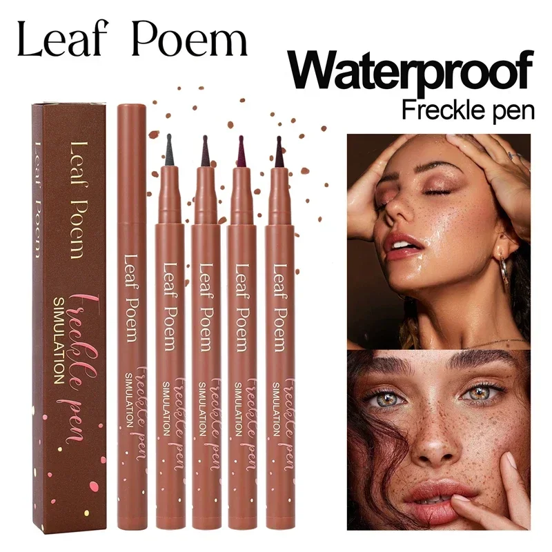 Red Round Head Face Fake Freckles Pen Easy To Use Natural Waterproof Lifelike Fake Freckles Pen Long Lasting Dot Spot Pen Makeup