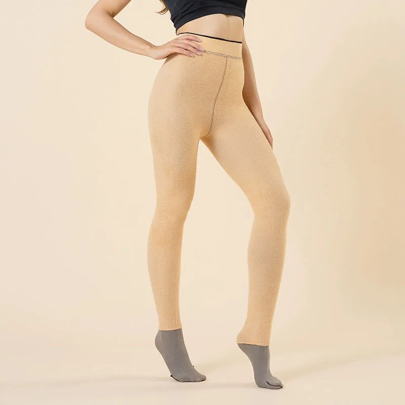 Leggings Termici Invernali da Donna, Collant in Pile Sexy Trasparenti, Calze Finte Effetto Nudo, Leggings in Pizzo Caldi