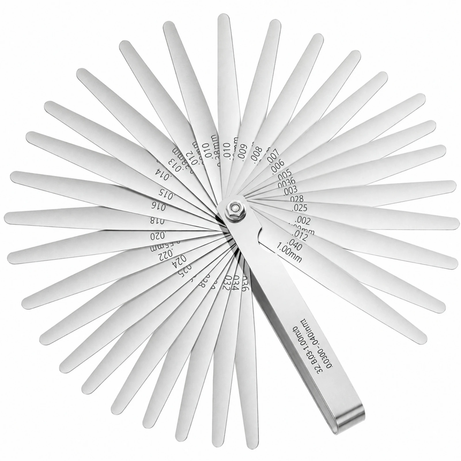 Folding Feeler Gauge with 32 Blades Precision Dual Scale Feeler Gauge Measuring Tool Foldable Fade-Proof for Mechanics, Garages