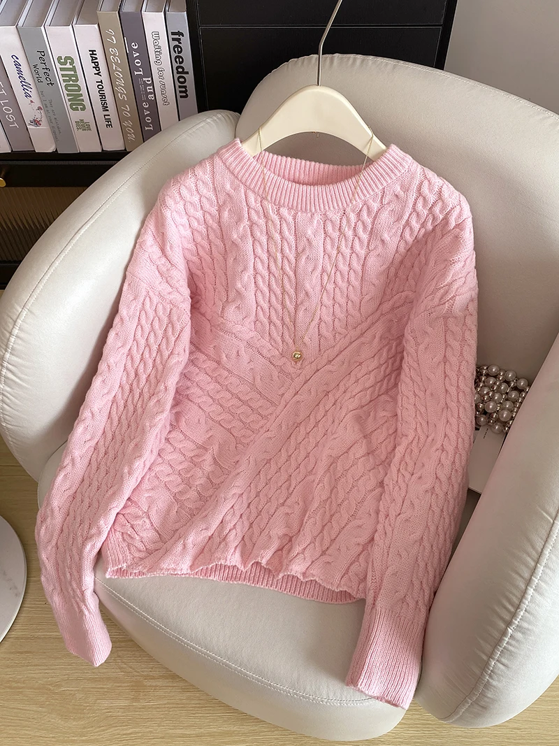 

Korean Lazy Sle Women's Knitted Sweater Autumn New Faion Sweet Soft Long Sve Overhead Knitwear Casual Commute Loose Fit