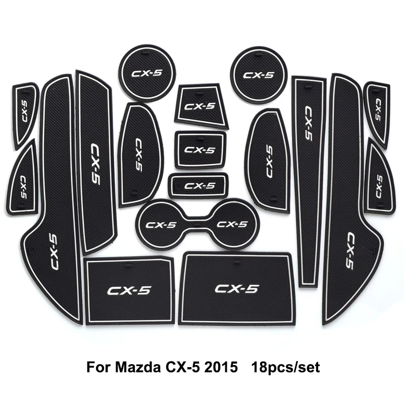 For Mazda CX-5 CX5 CX 5 2013-2018 18pcs Rubber Mat Door Mat Anti-slip Cup Pad Interior Decoration Accessory Gate Slot Pad