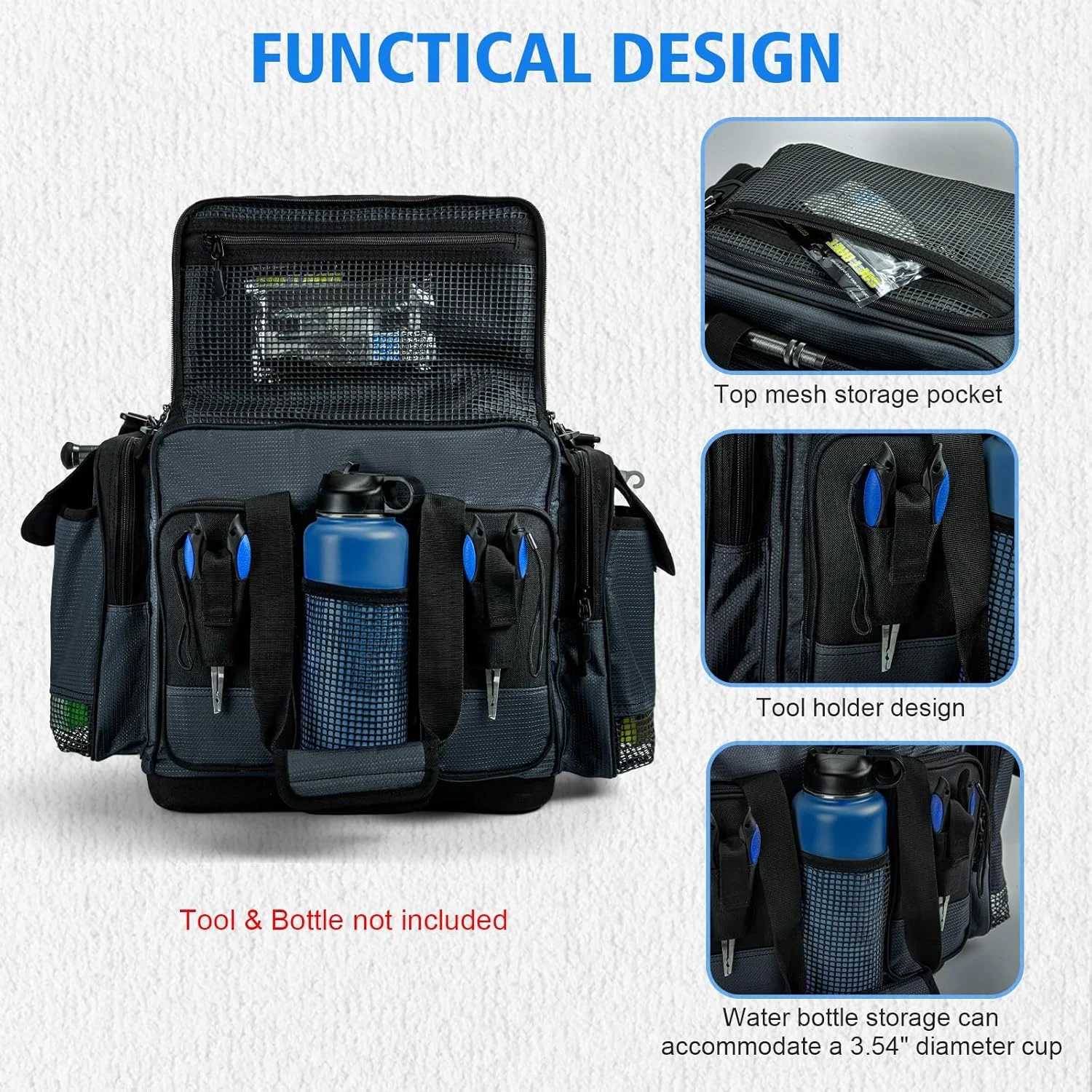 

Goture 52L Large Capacity Gear Bag IPX5 Waterproof Rod Holder Multi-Pocket Design for Lure Boxes Freshwater Saltwater Fishing