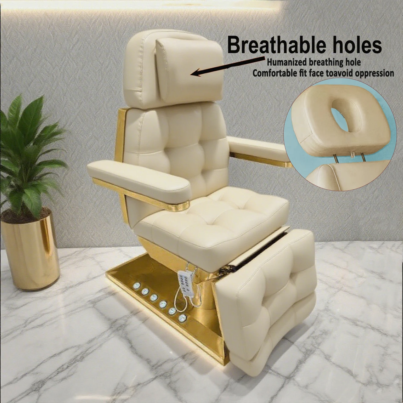 Electric Massage Bed Luxury Massage Table Stainless Steel Gold Base Spa Salon Beauty Facial Bed Electric Massage Bed