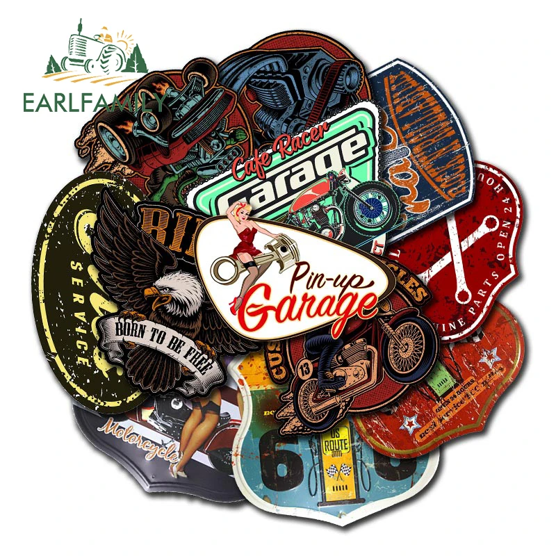 EARLFAMILY 13cm Garage Retro Car Stickers Waterproof Sunscreen Decal Bumper Refrigerator Car Door Protector