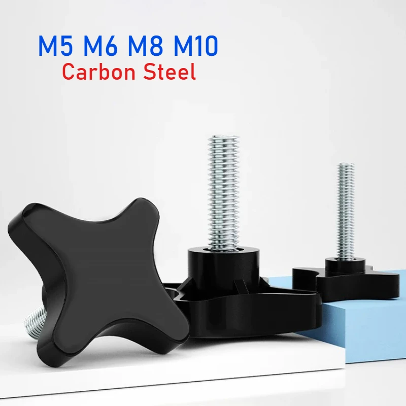 

M5 M6 M8 M10 Four-pointed Star Hand Knob Screws Plastic Head Hand Tightening Thumb Screw Thread Clamping Handle Bolt