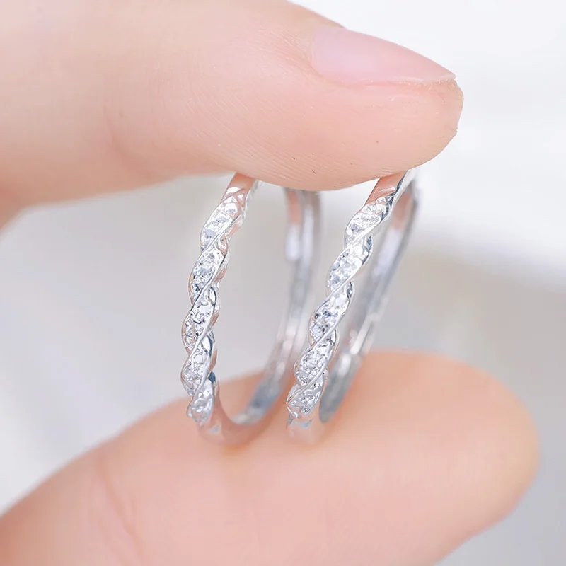 Love Cute Simple Ring Women Sliver Crystal Thin Wedding Engagement Finger Rings for Girls Dainty Fashion Jewelry Adjustable Size