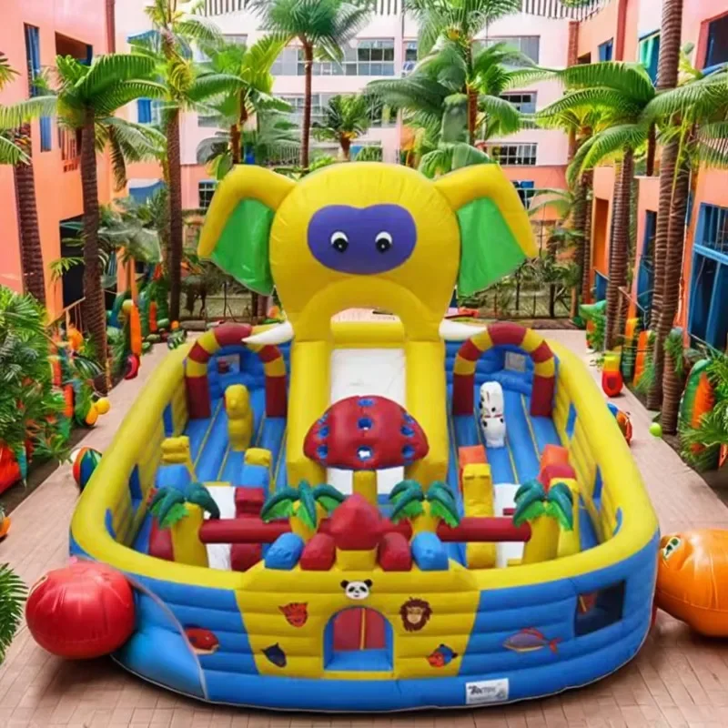 Factory Commercial Indoor/Outdoor PVC Inflatable Jumping Castle Bounce House Elephant Slide Combo Kids Adult Amusement