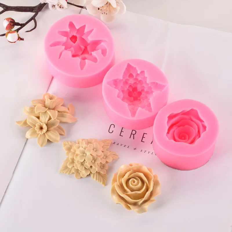 

1Pcs Flowel Silicone Mold Home Cars Ornament Decoration Random Color Kitchen Supplies 3D Tulip Soap Candle Mold DIY Baking Tool