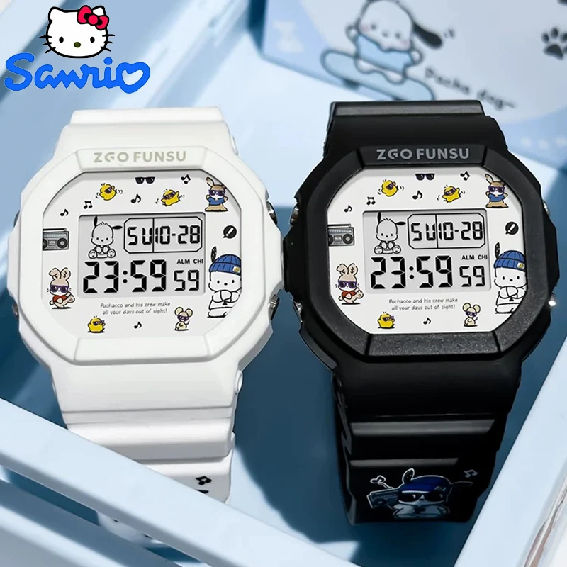 Sanrio Pochacco reloj LED relojes digitales estudiante versátil reloj de silicona reloj de pulsera para niños reloj deportivo impermeable para niños