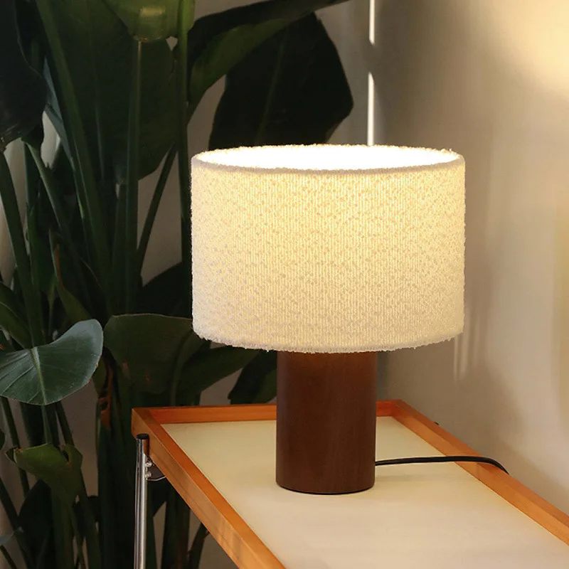 Bedroom bedside lamp ash wood cream white eye protection modern minimalist