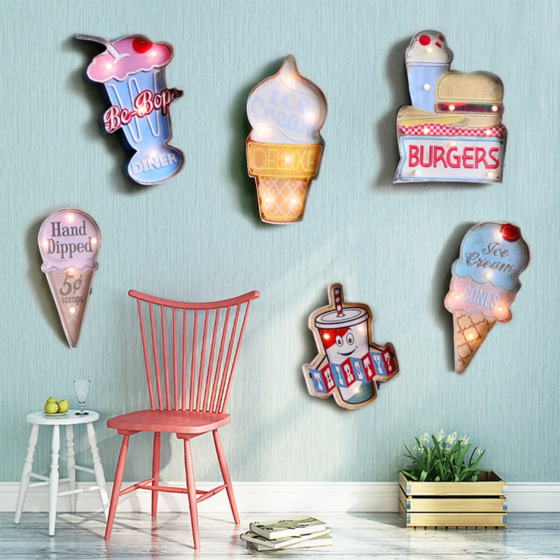 Modern American ice cream leds wall act the role ofing to hang the cafe bar shop wall adornment wall coverings