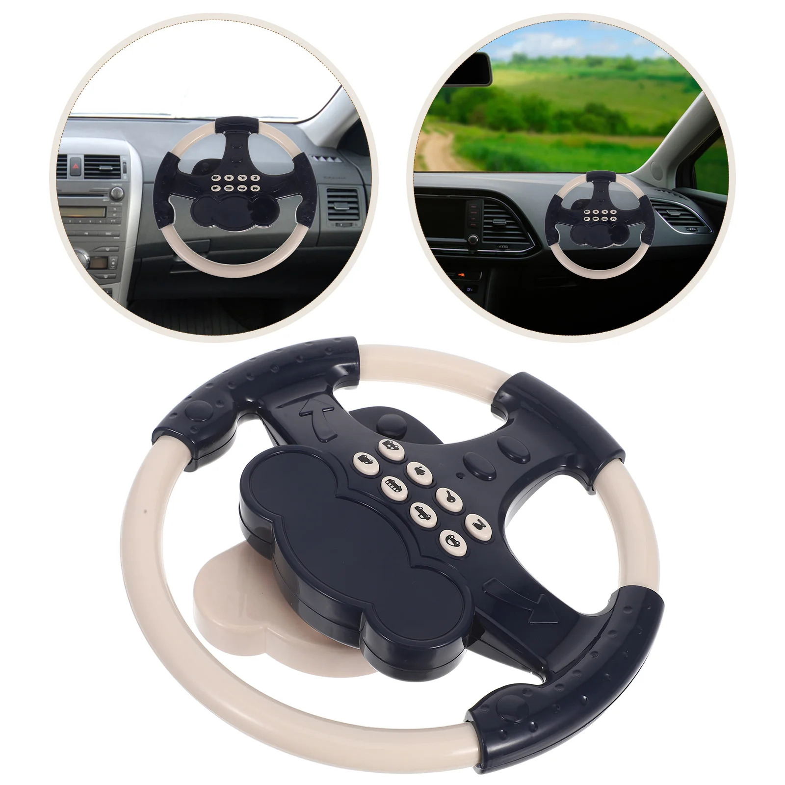 

Children'S Simulation Steering Wheel Interactive Driving Playset Sound Effects Suction Cup Tabletop Kids Educational Racing