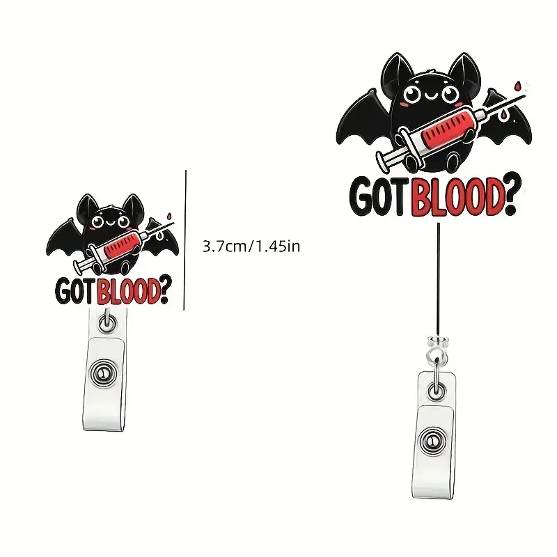 1 porta badge retrattile per Halloween con clip in metallo - cordino staccabile da 24 pollici, 360 °   Gancio girevole, cordino in nylon resistente