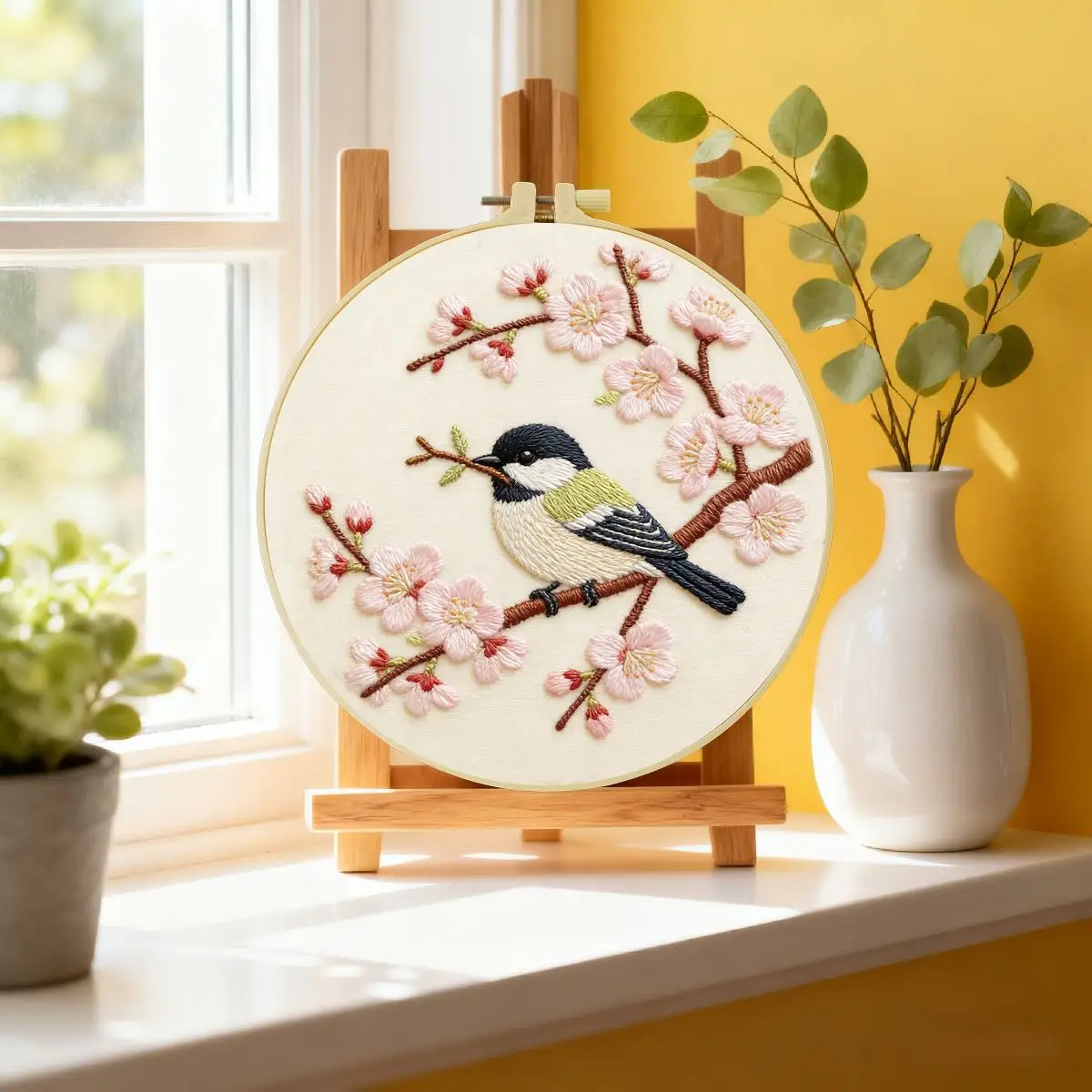 1 Stück 20X20CM/15X15CM 7,87/6,3 Zoll Vogel-Stickerei-Starter-Kit DIY-Kit DIY-Stickerei-Set Handarbeiten Malerei – Detail 2