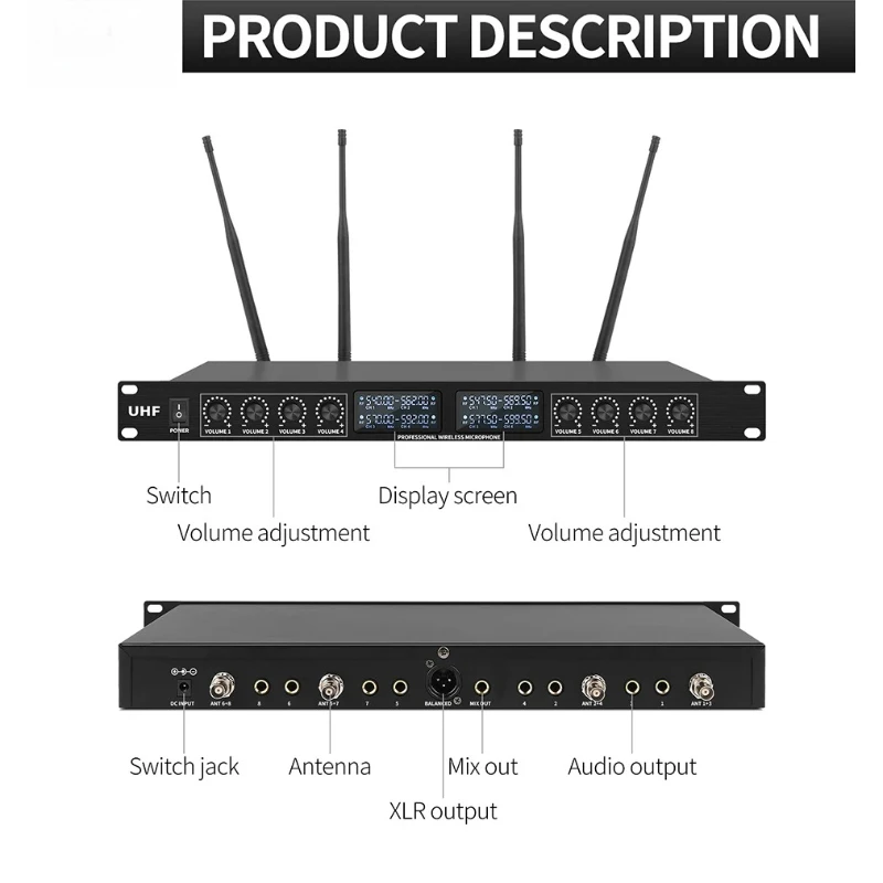 Professional 8-Channel Wireless Conference Microphone Desktop Gooseneck/Handheld Microphones Condensateur Cardioid Pointer Mic