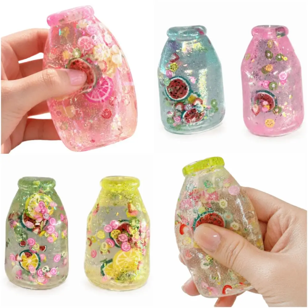 Relaxing Multicolor Drifting Bottle Squeeze Bottle Shape Colorful Sequins Fidget Fruit Slices Pinch Le Sensory Play