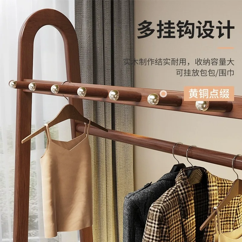 Nordic floor hanger household bedroom simple ash wood clothes rack light luxury clothing store large capacity coat rack