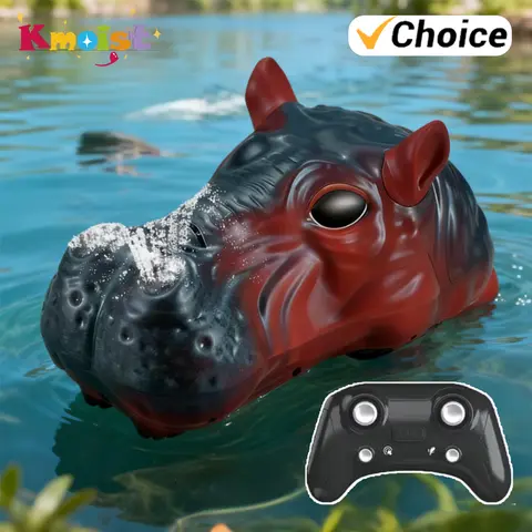 RC Hippo RC Boat Water Play 2.4G Remote Control Boat Ship Animal Toys with Spraying Water Toy for Boys Children Christmas Gifts
